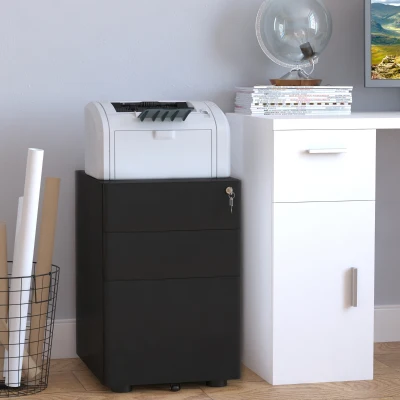 Vinsetto Lockable Rolling Cabinet Steel 3 Drawers A4 Legal