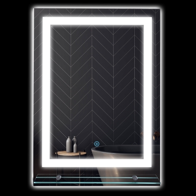 HOMCOM Miroir LED Tactile avec Étagère 50x4x70cm