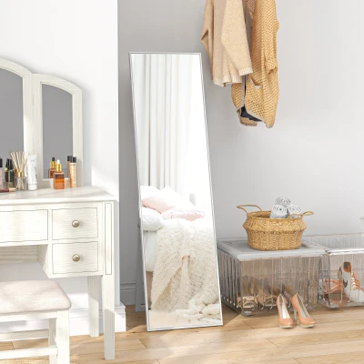 HOMCOM Miroir Sur Pied Rectangulaire Blanc 40x47x147cm