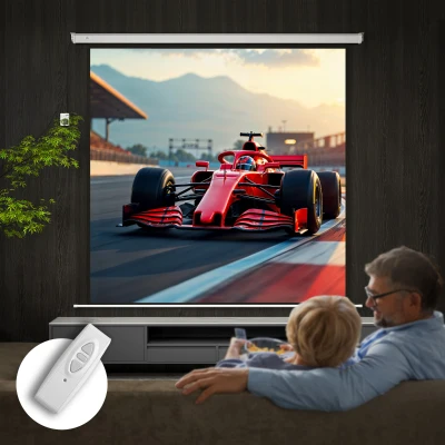 HOMCOM Telo Proiettore Motorizzato da 120" con Telecomando Bianco