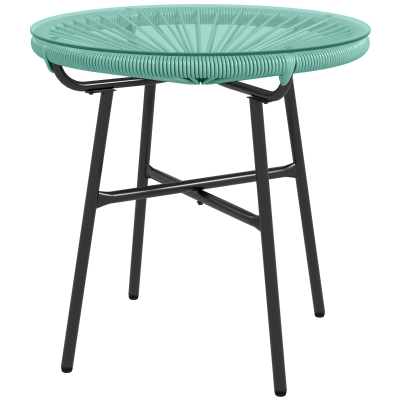 Outsunny Table Jardin Rotin Verre Ø50cm