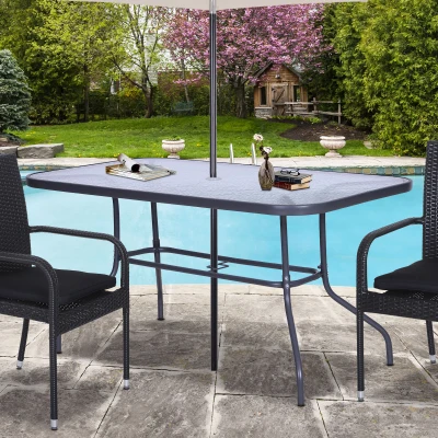Table Jardin Rectangulaire Métal Verre Trempé