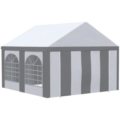 Outsunny 4x4m Galvanised Party Tent Gazebo with Sides