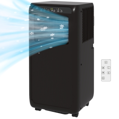 HOMCOM Mobile Klimaanlage Mini Klimagerät, 24-Stunden-Timer, 3 Geschwindigkeiten, 33 x 28 x 68,5 cm, Schwarz