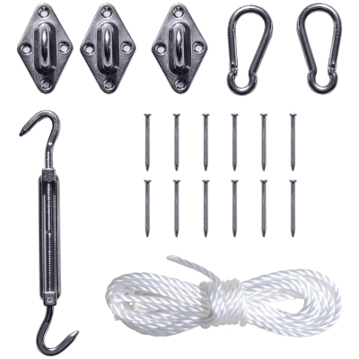 HOMCOM Kit Fixation INOX Voile d'Ombrage