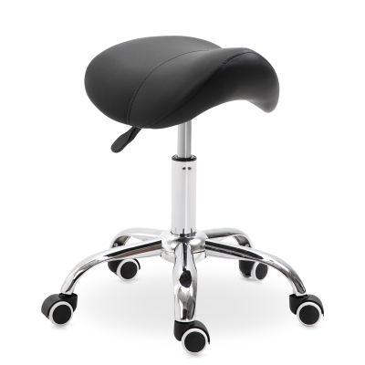 HOMCOM Taburete con Ruedas Taburete Giratoria con Altura Ajustable Taburete Cosmetica Dentista Peluqueria 52x53x49-61 cm Negro