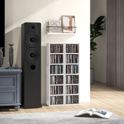 HOMCOM Set of Two CD Storage Units High Gloss White