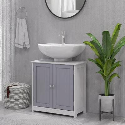 Kleankin Under-Sink Storage Cabinet White & Grey 60x60cm