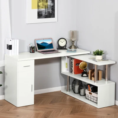 HOMCOM Scrivania angolare 140cm x 120cm x 74.6cm Bianco