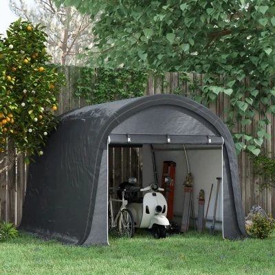 Outsunny Lagerzelt für den Garten, stabiler Stahlrahmen, große Türen, 3x3m, Grau