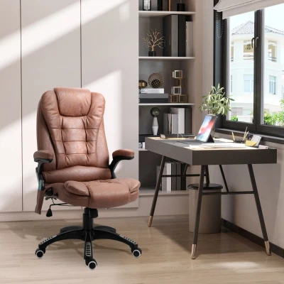 Vinsetto Heated Massage Recliner Chair Brown 360° Swivel