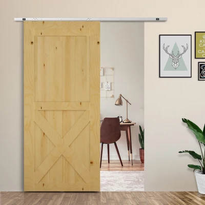 HOMCOM® Schiebetürbeschlag Türbreite bis 93 cm Edelstahl