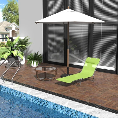 Outsunny Sonnenliege klappbar Gartenliege mit Kopfkissen Liegestuhl verstellbar mit 5-Fach Campingliege bis 120kg belastbar für Garten, Balkon und Pool geeignet, 4 Farben(Grün)