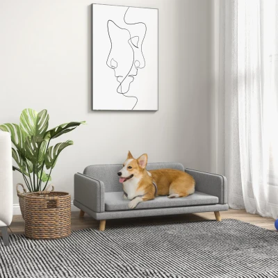 PawHut Pet Sofa Medium Dogs Water-Resistant Fabric Grey
