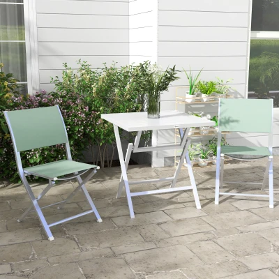 Outsunny Set da Giardino 3pz in Alluminio 2 Sedie e Tavolo Verde