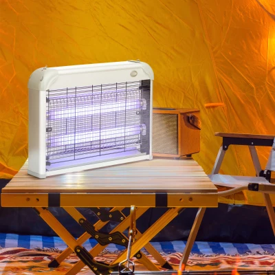 Outsunny Zapper Antizanzare 20W a Luci LED UV con Vassoio Bianco