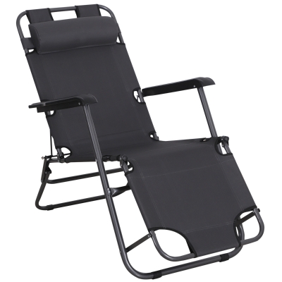 Outsunny Transat Jardin Inclinable Pliant Gris Oxford