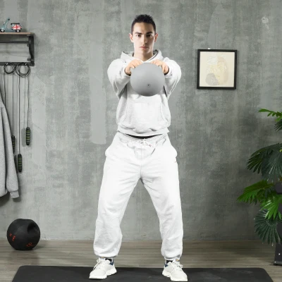 SPORTNOW Kettlebell 4kg Grigio in PVC e Sabbia Metallica