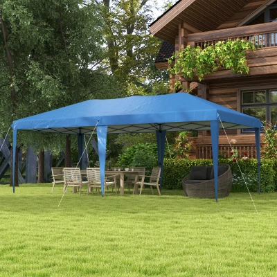 Outsunny Faltpavillon Gartenzelt Partyzelt,  faltbar, wetterbeständig, 5,9 m x 2,95 m x 2, m, Blau