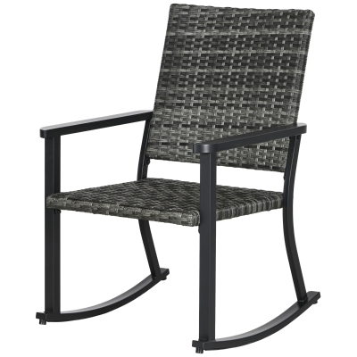 Outsunny Outdoor Schaukelstuhl, Rattanoptik, rostfreies Stahlgestell, 62 x 75 x 95 cm, Grau/Schwarz