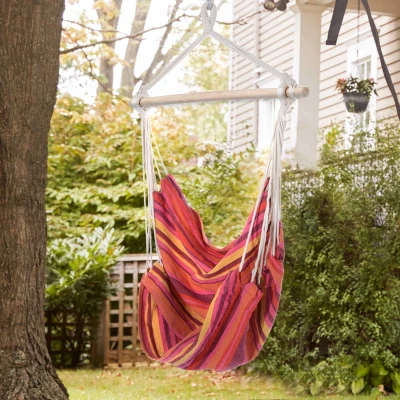 Outsunny Hanging Rope Chair Cotton Red Garden Hammock