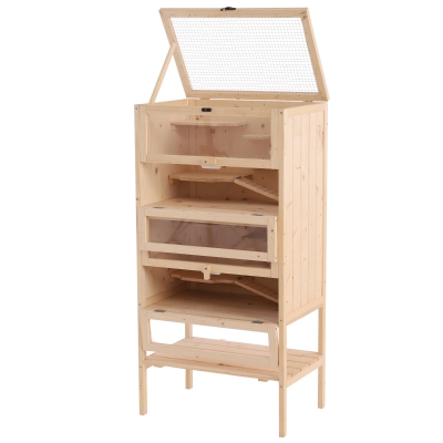 PawHut Cage Hamsters Bois 60x40x120cm