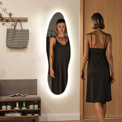 HOMCOM Espejo de Pared de Cuerpo Entero con Luces LED 120x40 cm con Iluminación de 3 Colores Función de Memoria Transparente