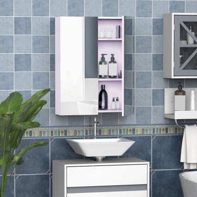HOMCOM Bademöbel Spiegelschrank Badeschrank Hängeschrank Badezimmer Spiegel Schrank (60 x 15 x 75 cm)