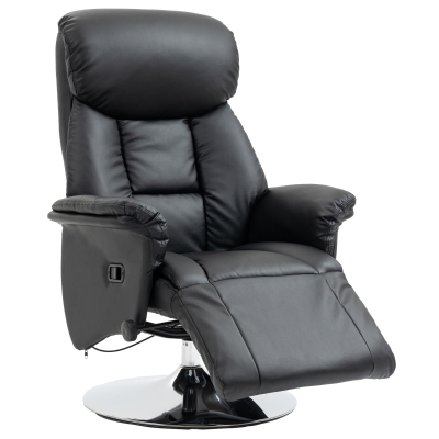 HOMCOM Relaxsessel, Liegefunktion, Lederoptik, Fußstütze, bis 150 kg, 78 x 80 x 109 cm, Schwarz