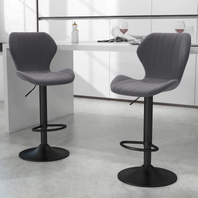 HOMCOM Set sgabello da bar 47cm x 51.5cm x 114cm Grigio
