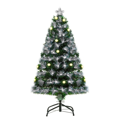 HOMCOM 4ft White Artificial Christmas Tree w/ 130 LEDs
