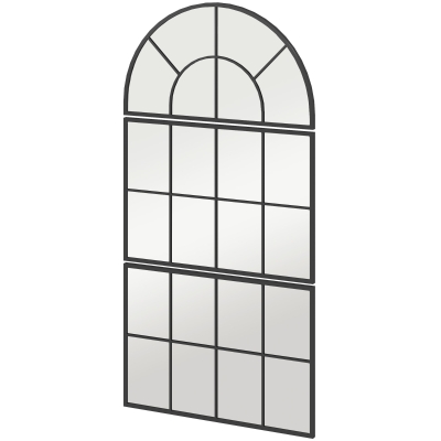 HOMCOM Specchio da Parete ad Arco Stile Finestra 76x43 cm, Nero