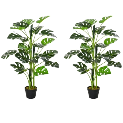 Outsunny Artificial Monstera Tree Set of 2 100cm Cheese Plant