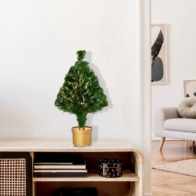 HOMCOM 2FT Prelit Fibre Optic Christmas Tree Green