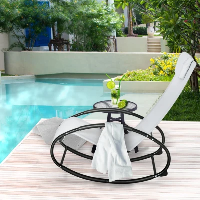 Outsunny Sedia a dondolo 105cm x 62cm x 88cm Grigio