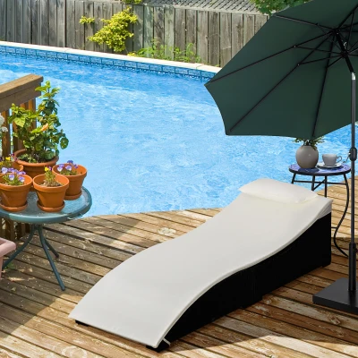Outsunny Prendisole da giardino 198cm x 68cm x 50cm Nero, Bianco crema