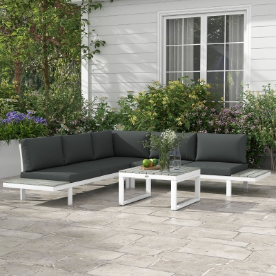 Outsunny 4-Piece Patio Sofa Set with Cushions Grey