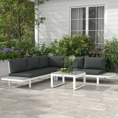 Outsunny 4-Piece Patio Sofa Set with Cushions Grey