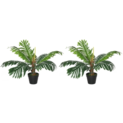 Outsunny 60cm Artificial Palm Tree 2 Pack Indoor Outdoor