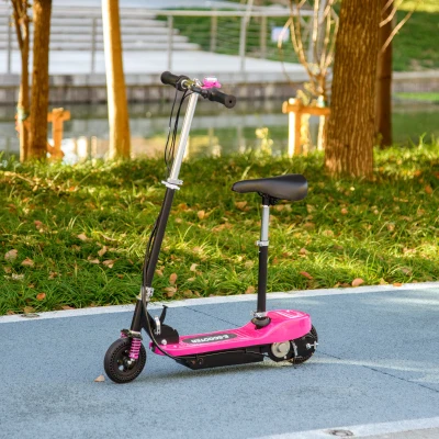 HOMCOM Folding E-Scooter Steel 15km/h for Ages 4-14 Pink