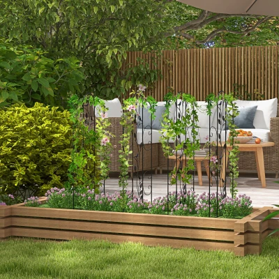 Outsunny Juego de 4 Enrejados de Jardín Soportes para Enredaderas de Acero para Plantas Trepadoras y Decoración 40x106 cm Negro