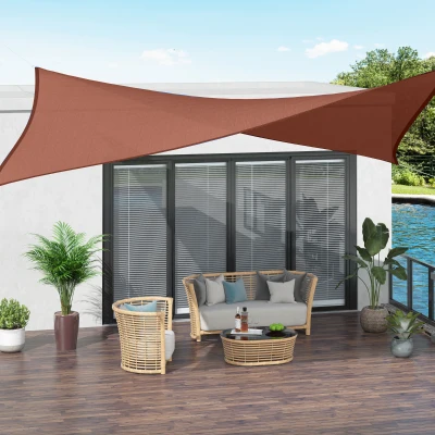 Outsunny Voile Ombrage 3x3m Polyéthylène UV Rouille