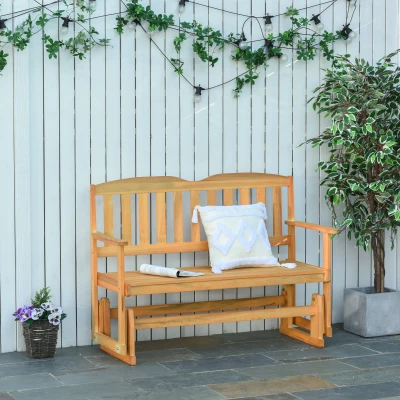 Outsunny Panchina da giardino 132cm x 51cm x 95.5cm Legno naturale