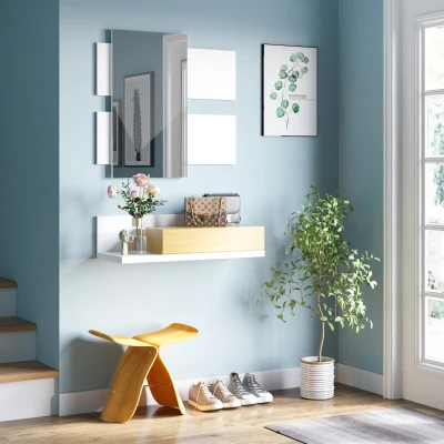 HOMCOM Set Mobili da Ingresso a Muro con Specchio e Cassetto