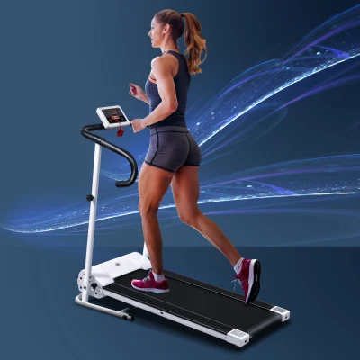 HOMCOM Cinta de Andar Plegable Cinta de Correr Eléctrica Velocidad de 1-10km/h con Pantalla LCD y Carga Máx. 110 kg para Fitness Hogar Oficina 125x61x118 cm Blanco y Negro