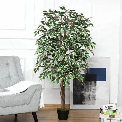 Outsunny 160cm Ficus Silk Tree Decorative Plant Indoor Outdoor