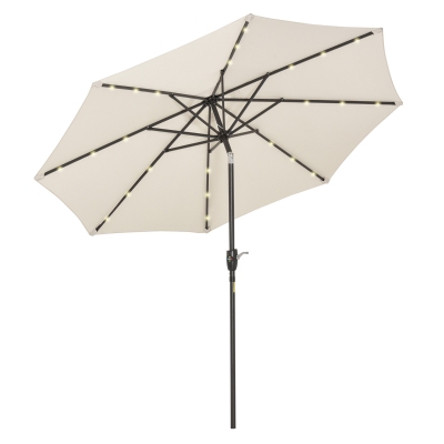 Outsunny 2.7m Solar LED Parasol Off-white Patio Umbrella