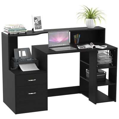 HOMCOM Computer Desk with Drawers Black 137x55cm