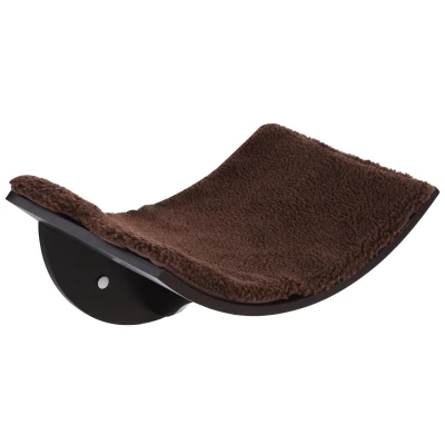 PawHut Katzenliege Katzen Wandliege Katzenbett Katzenregal Wandmontage Plüschauflage Braun 41 x 28 x 21 cm