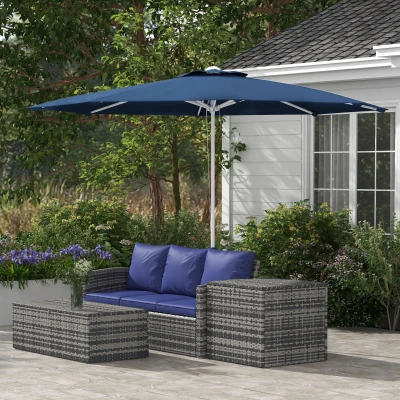 Outsunny Ombrellone da Giardino ad Altezza Regolabile Blu Scuro